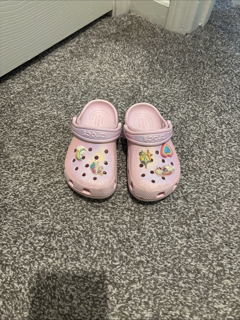 CROCS Kids Classic Clog in Light Pink with Charms